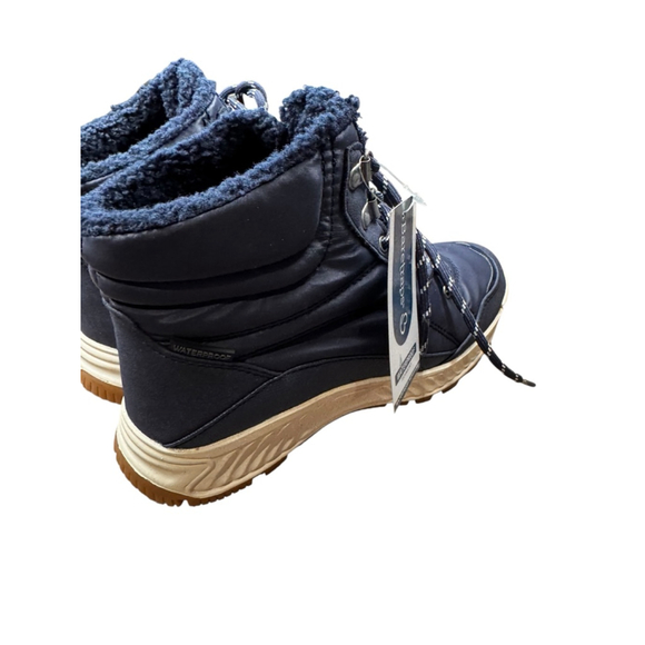 Women's Baretraps Navy Beige Waterproof Winter Rain Boots Size 6 - Picture 6 of 8